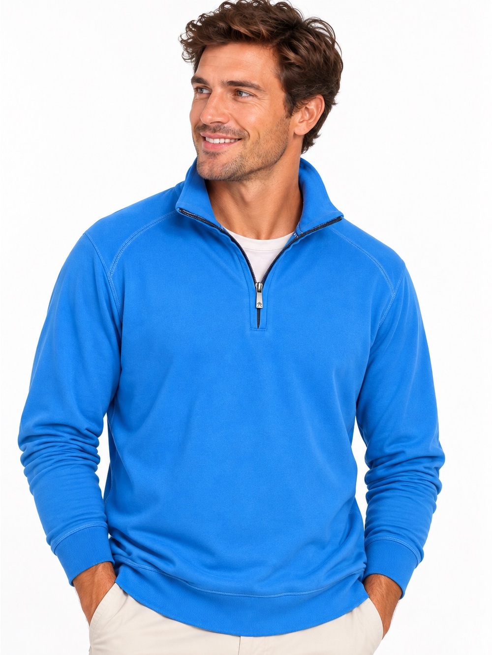 Tommy Bahama Blue Quarter-Zip Pullover Sweatshirt Golf Preppy